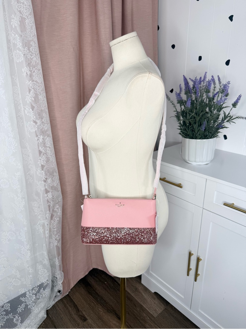 Kate spade ♠️ Pink Glitter Accent Crossbody Bag - Women's Shoulder Bag BIN#9